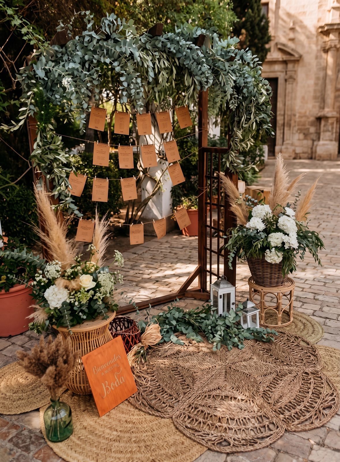 Arco floral con eucalipto para boda