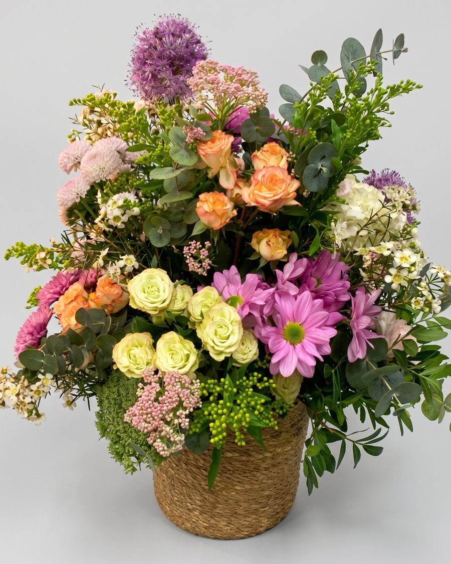 Cesta con flores romance